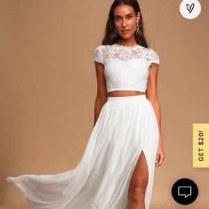 2 piece bridal event lace shirt and skirt